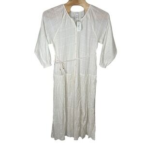 NEW LSPACE Napali‎ Cream Ivory Maxi Dress Size Medium Coverup Beach Boho Button